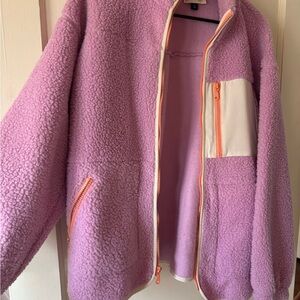 Universal Thread Lavender Sherpa Jacket with Cream Trim
